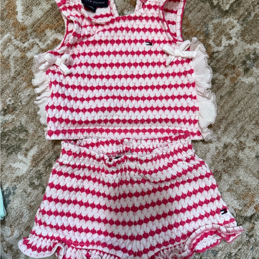 Tommy Hilfiger Pink and White Patterned Outfit